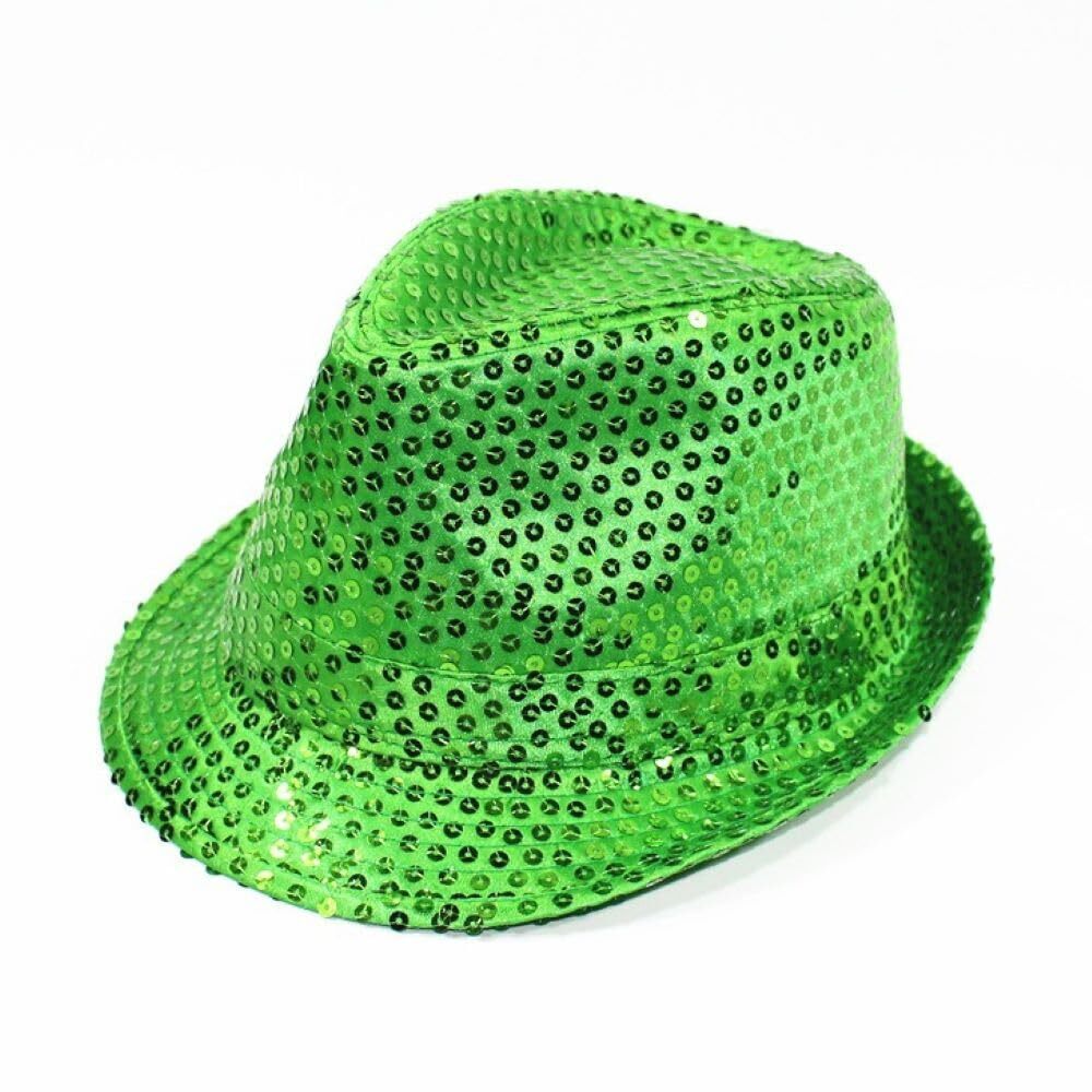 4975 Sequin Fedora Hat Solid Color Dance Hat Western Retro Disco Cap Unisex